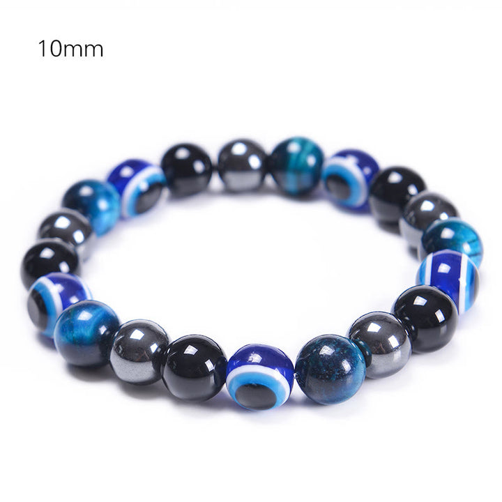 Pulsera de obsidiana, hematita, azul y rojo, ojo de tigre, Olivenorma