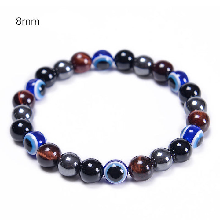 Pulsera de obsidiana, hematita, azul y rojo, ojo de tigre, Olivenorma