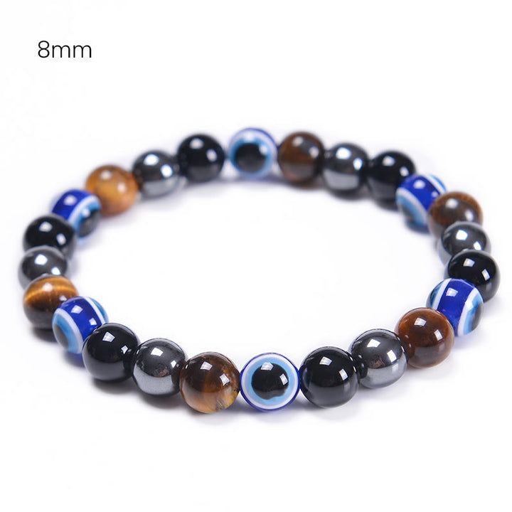 Pulsera de obsidiana, hematita, azul y rojo, ojo de tigre, Olivenorma