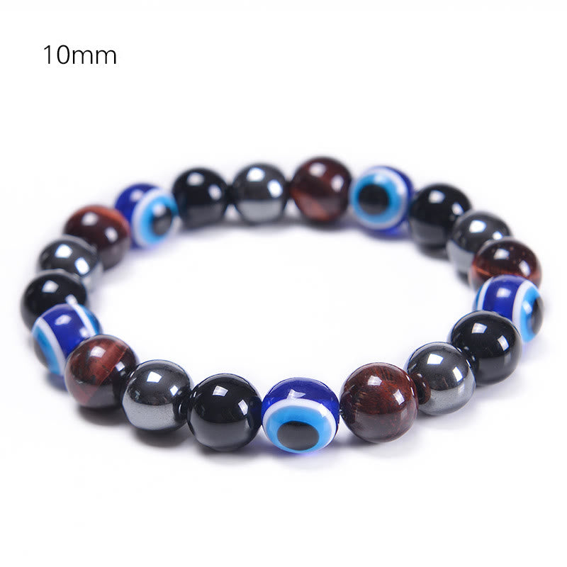 Pulsera de obsidiana, hematita, azul y rojo, ojo de tigre, Olivenorma