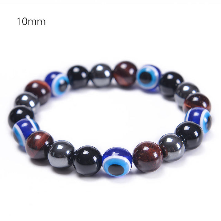 Pulsera de obsidiana, hematita, azul y rojo, ojo de tigre, Olivenorma