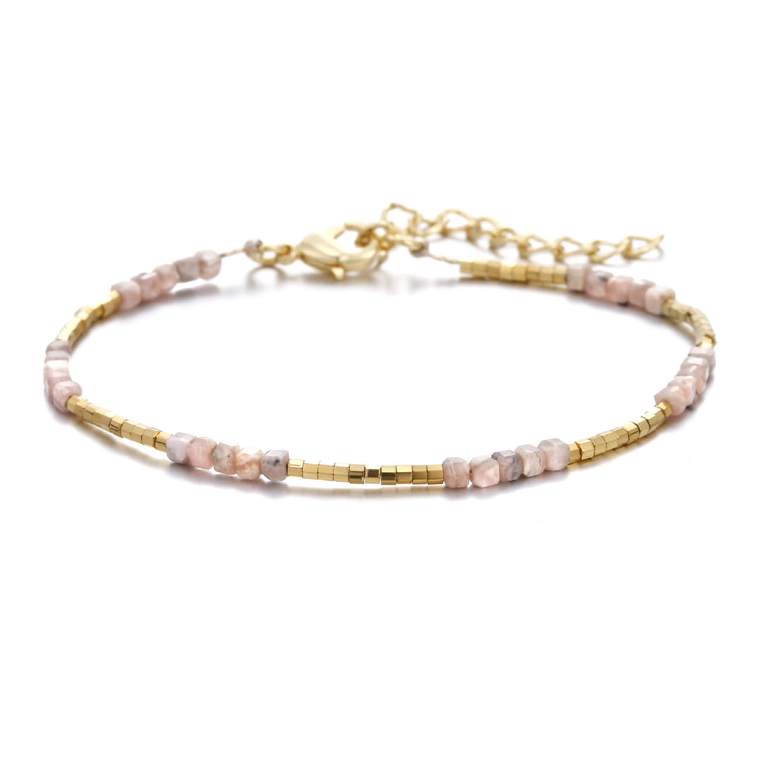 Pulsera con hebilla de metal tallada en cubo de piedra natural Olivenorma