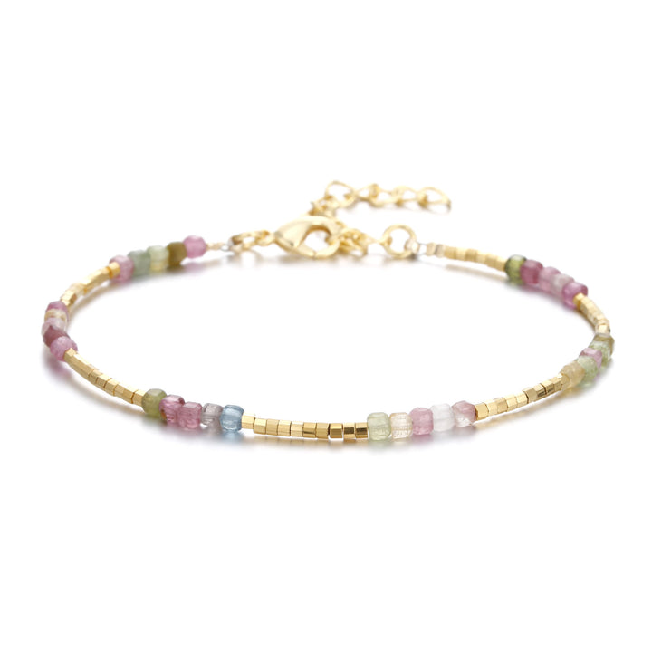 Pulsera con hebilla de metal tallada en cubo de piedra natural Olivenorma