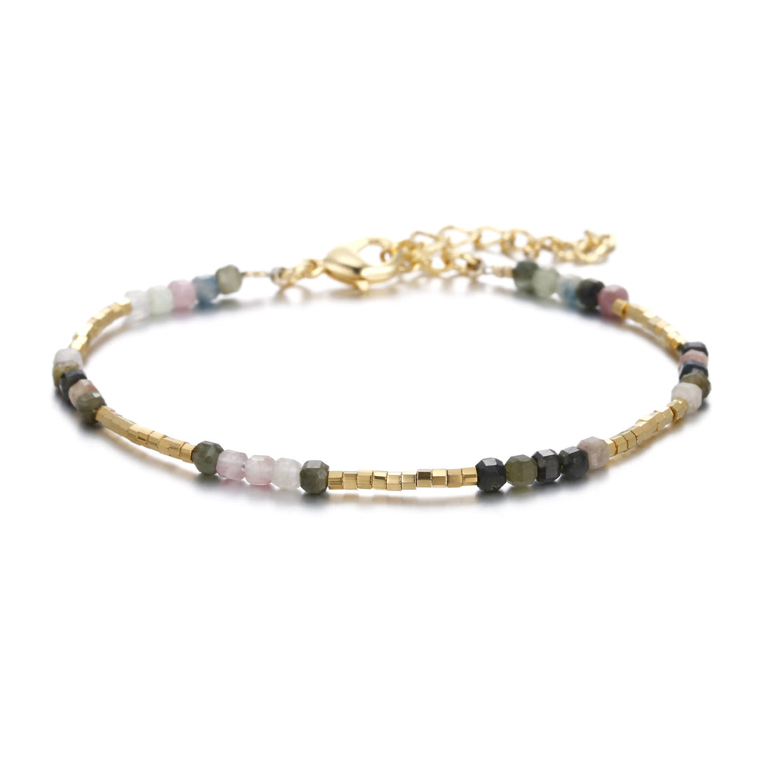 Pulsera con hebilla de metal tallada en cubo de piedra natural Olivenorma