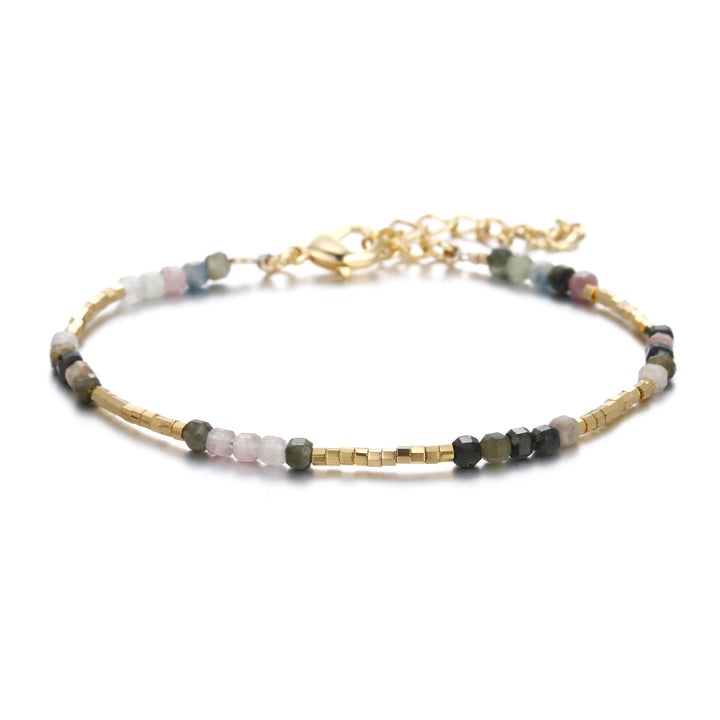 Pulsera con hebilla de metal tallada en cubo de piedra natural Olivenorma