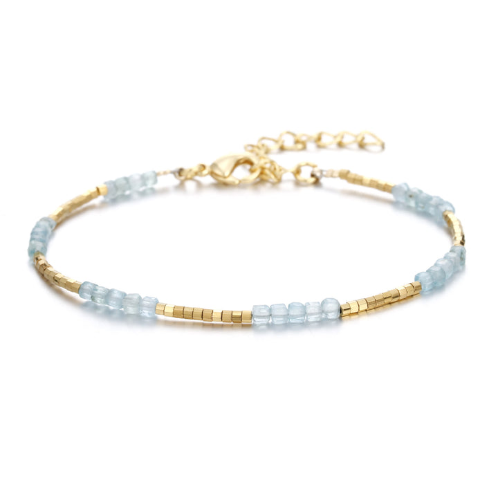 Pulsera con hebilla de metal tallada en cubo de piedra natural Olivenorma