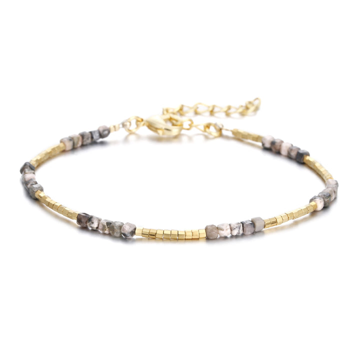 Pulsera con hebilla de metal tallada en cubo de piedra natural Olivenorma