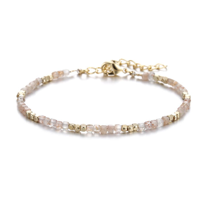 Pulsera con hebilla de metal tallada en cubo de piedra natural Olivenorma