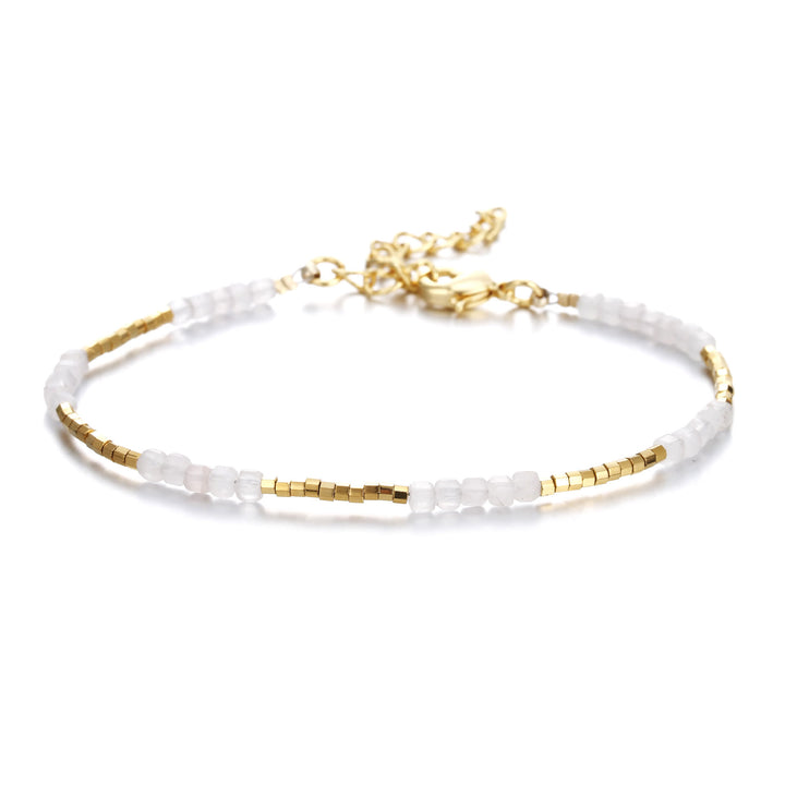 Pulsera con hebilla de metal tallada en cubo de piedra natural Olivenorma