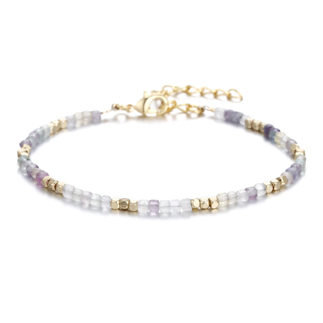 Pulsera con hebilla de metal tallada en cubo de piedra natural Olivenorma