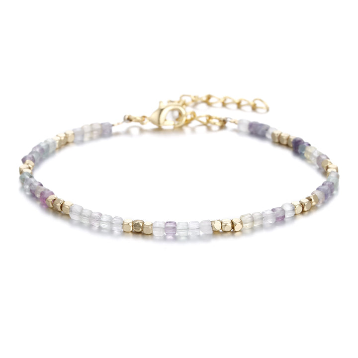 Pulsera con hebilla de metal tallada en cubo de piedra natural Olivenorma