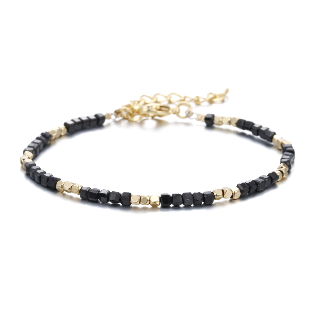 Pulsera con hebilla de metal tallada en cubo de piedra natural Olivenorma