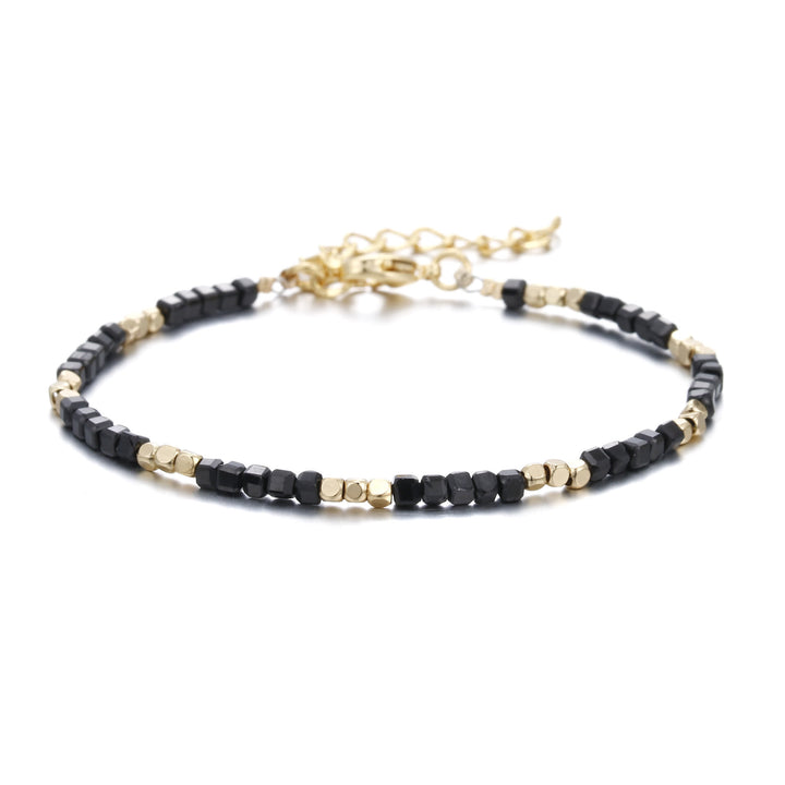 Pulsera con hebilla de metal tallada en cubo de piedra natural Olivenorma