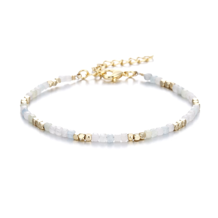 Pulsera con hebilla de metal tallada en cubo de piedra natural Olivenorma