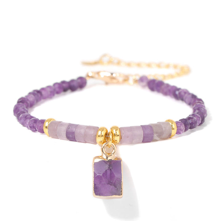 Pulsera con colgante cuadrado de cuentas de piedra natural de 3 mm de Olivenorma