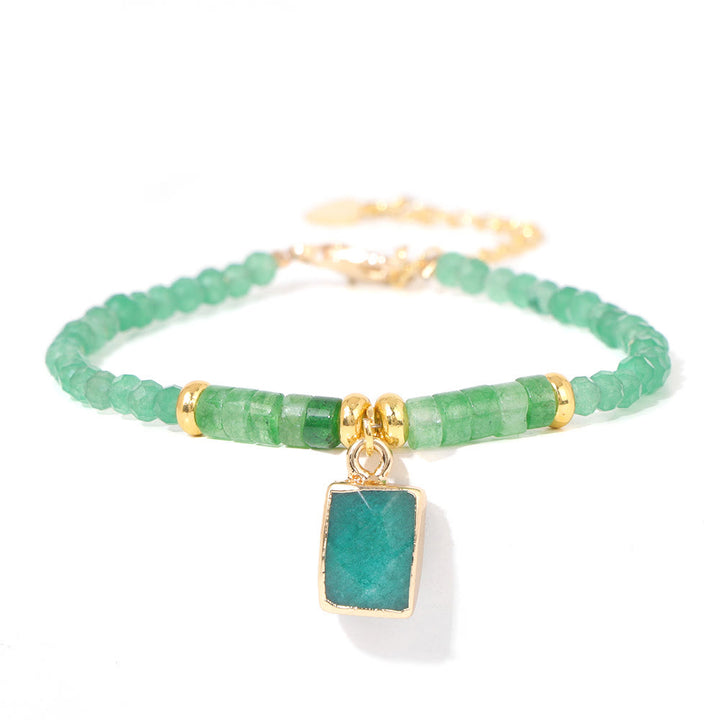 Pulsera con colgante cuadrado de cuentas de piedra natural de 3 mm de Olivenorma