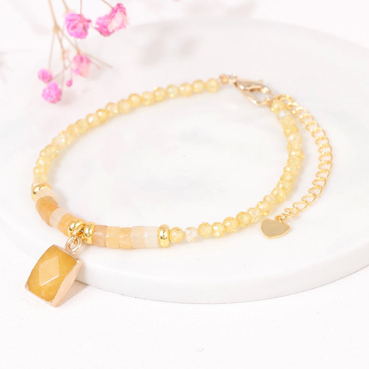 Pulsera con colgante cuadrado de cuentas de piedra natural de 3 mm de Olivenorma