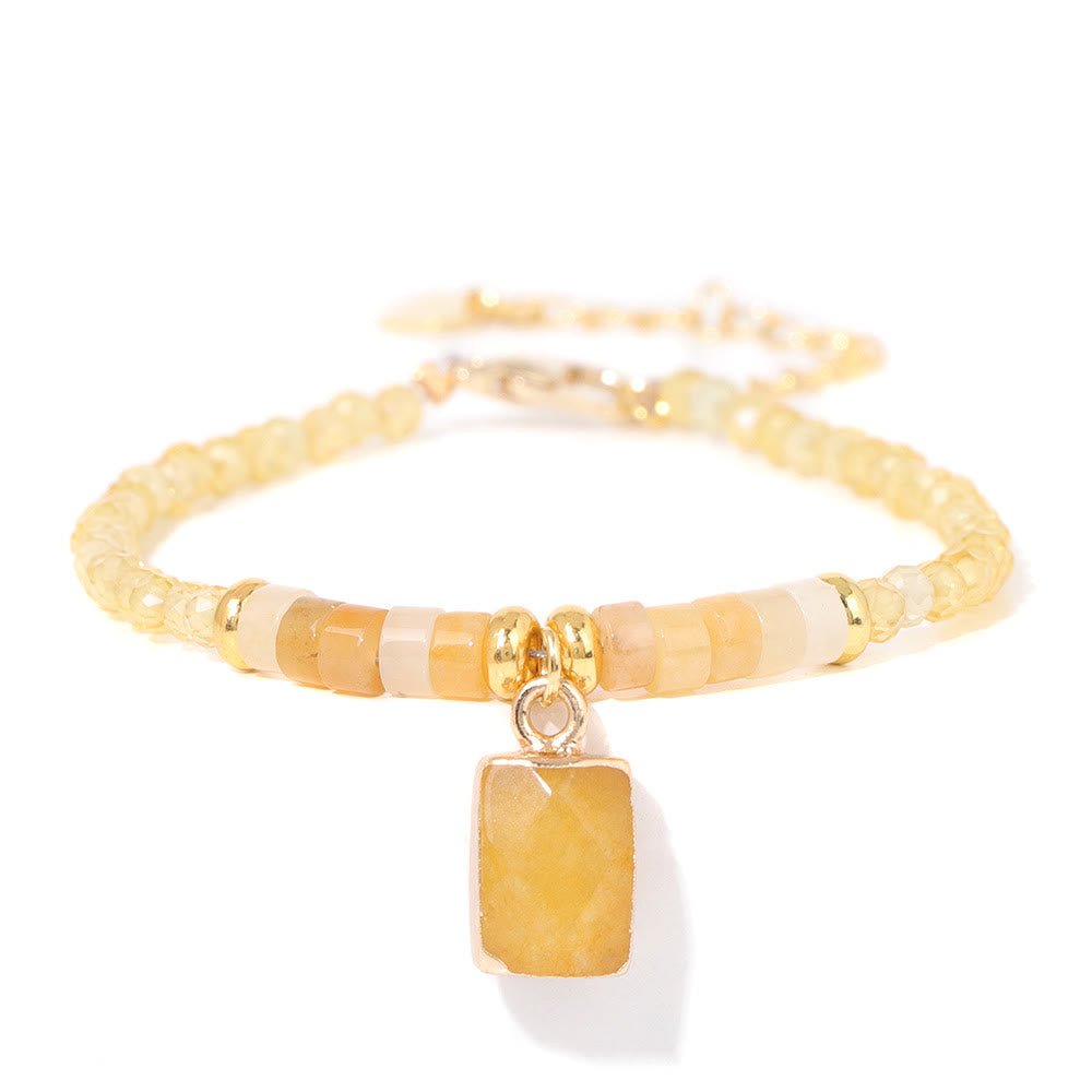 Pulsera con colgante cuadrado de cuentas de piedra natural de 3 mm de Olivenorma