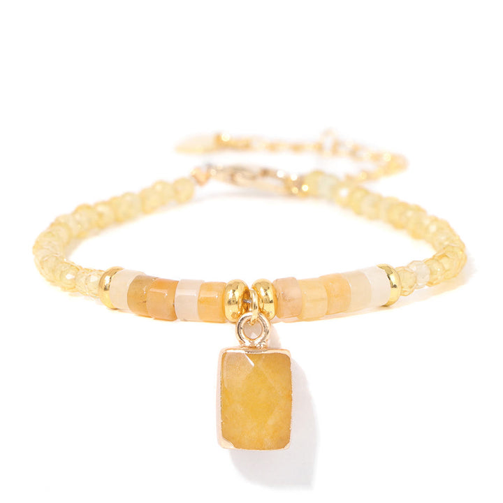 Pulsera con colgante cuadrado de cuentas de piedra natural de 3 mm de Olivenorma