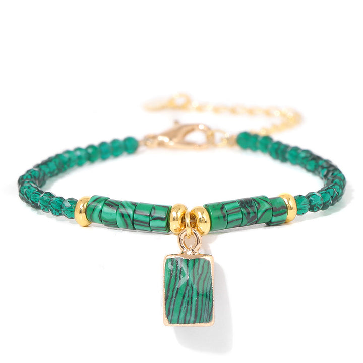 Pulsera con colgante cuadrado de cuentas de piedra natural de 3 mm de Olivenorma