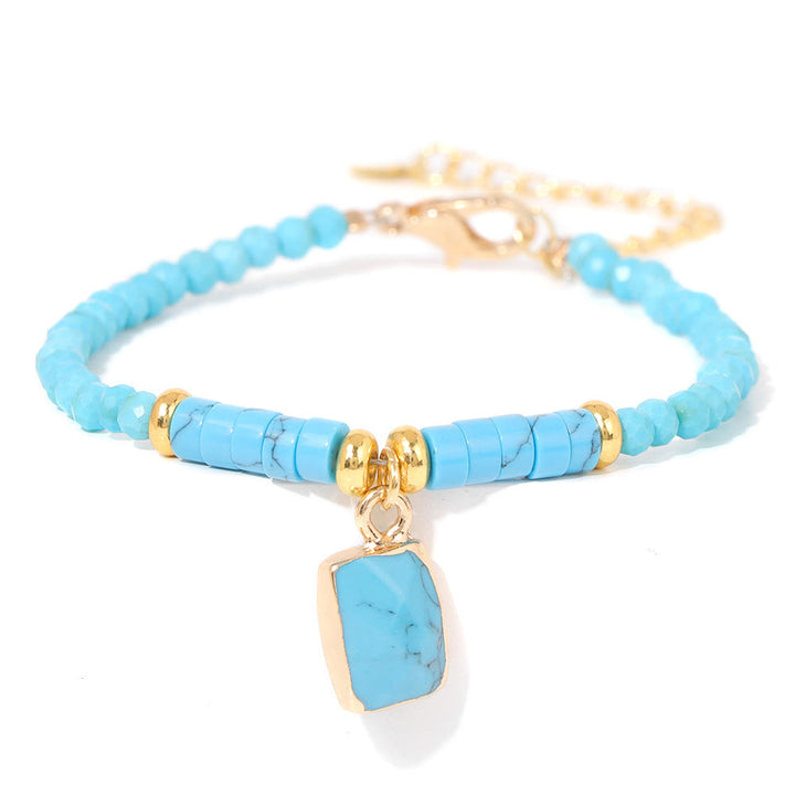 Pulsera con colgante cuadrado de cuentas de piedra natural de 3 mm de Olivenorma