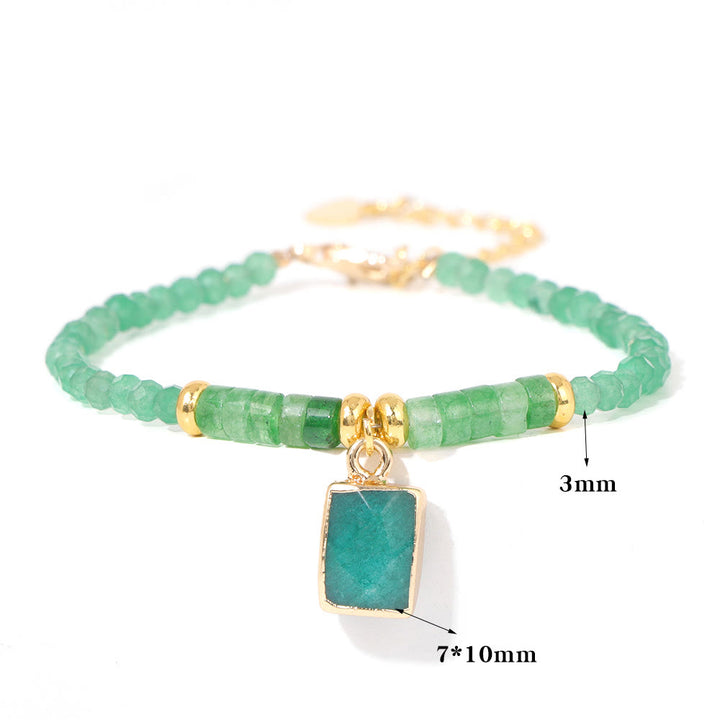 Pulsera con colgante cuadrado de cuentas de piedra natural de 3 mm de Olivenorma