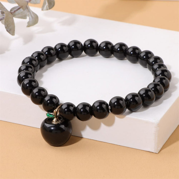 Pulsera Olivenorma con colgante de manzana y cuentas de piedra natural de 8 mm