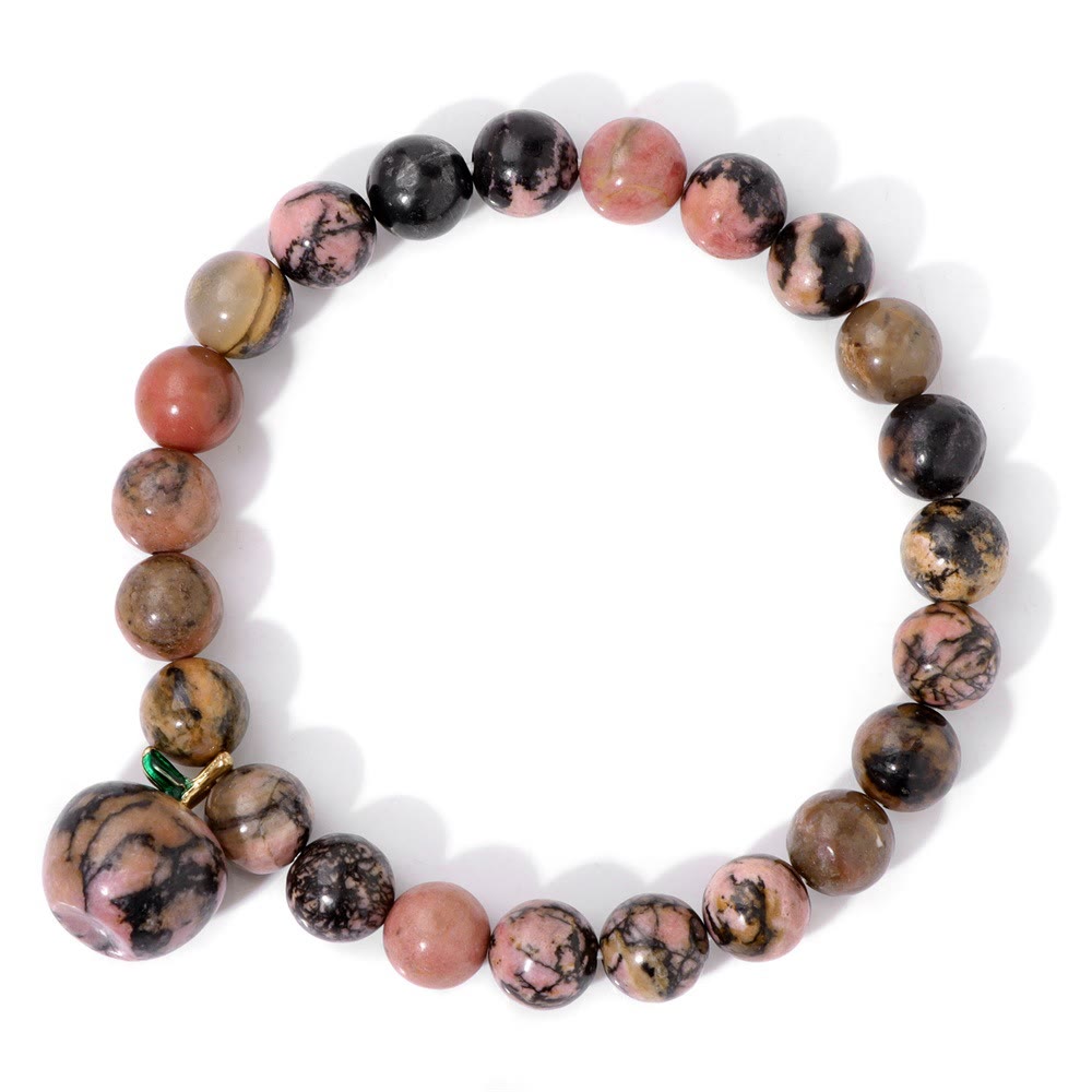 Pulsera Olivenorma con colgante de manzana y cuentas de piedra natural de 8 mm