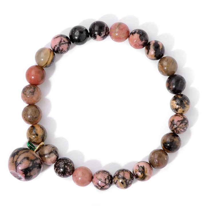 Pulsera Olivenorma con colgante de manzana y cuentas de piedra natural de 8 mm