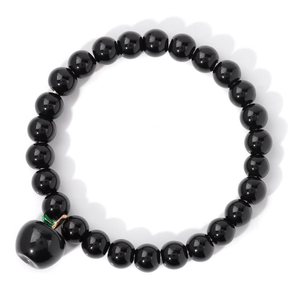 Pulsera Olivenorma con colgante de manzana y cuentas de piedra natural de 8 mm