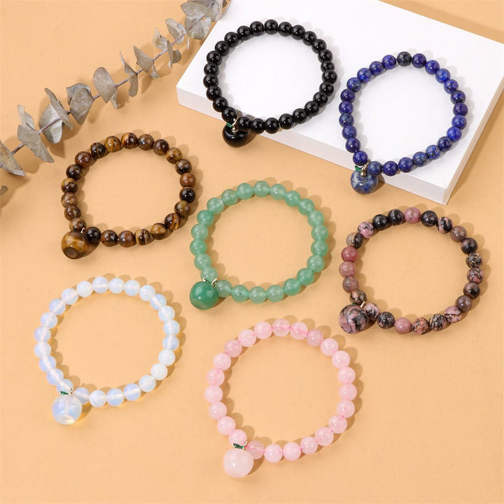 Pulsera Olivenorma con colgante de manzana y cuentas de piedra natural de 8 mm