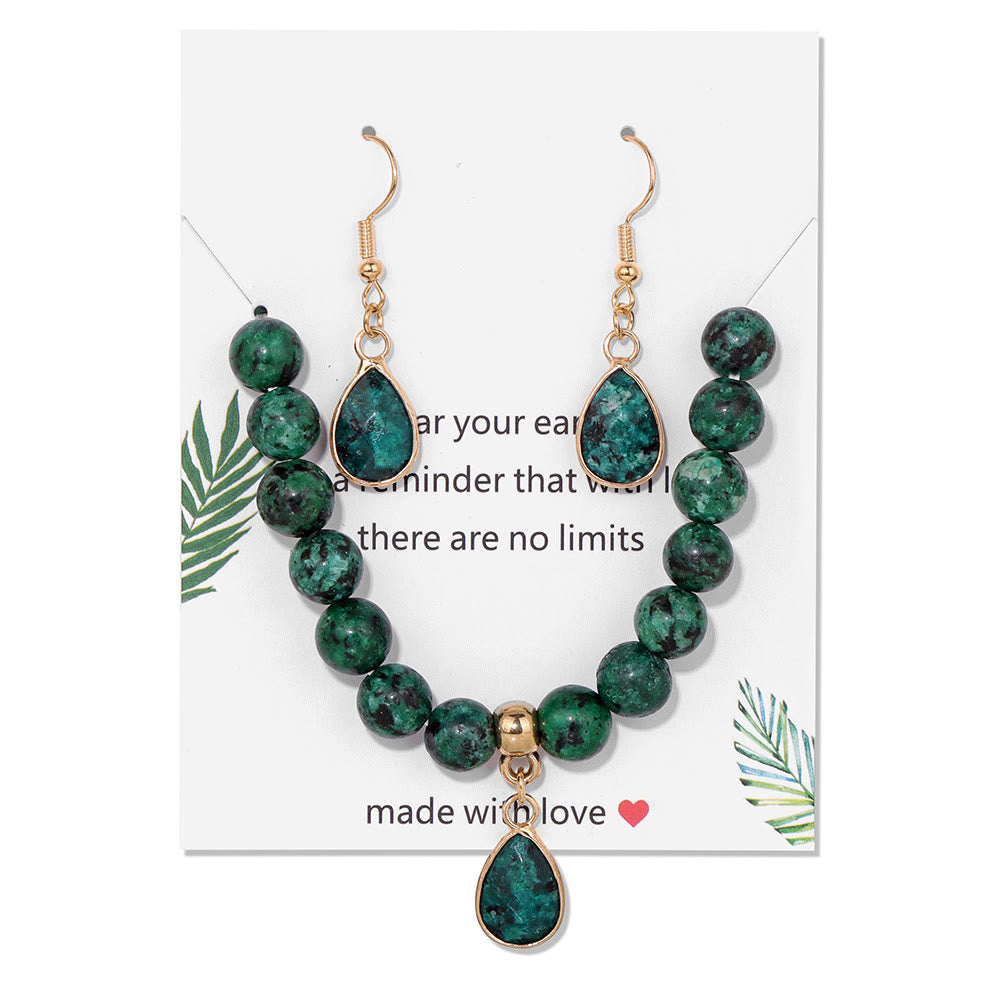Conjunto de joyería con colgante de gota de cuentas de cristal Olivenorma