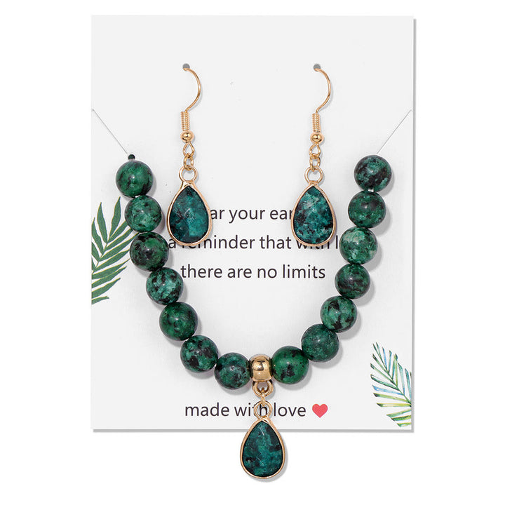 Conjunto de joyería con colgante de gota de cuentas de cristal Olivenorma
