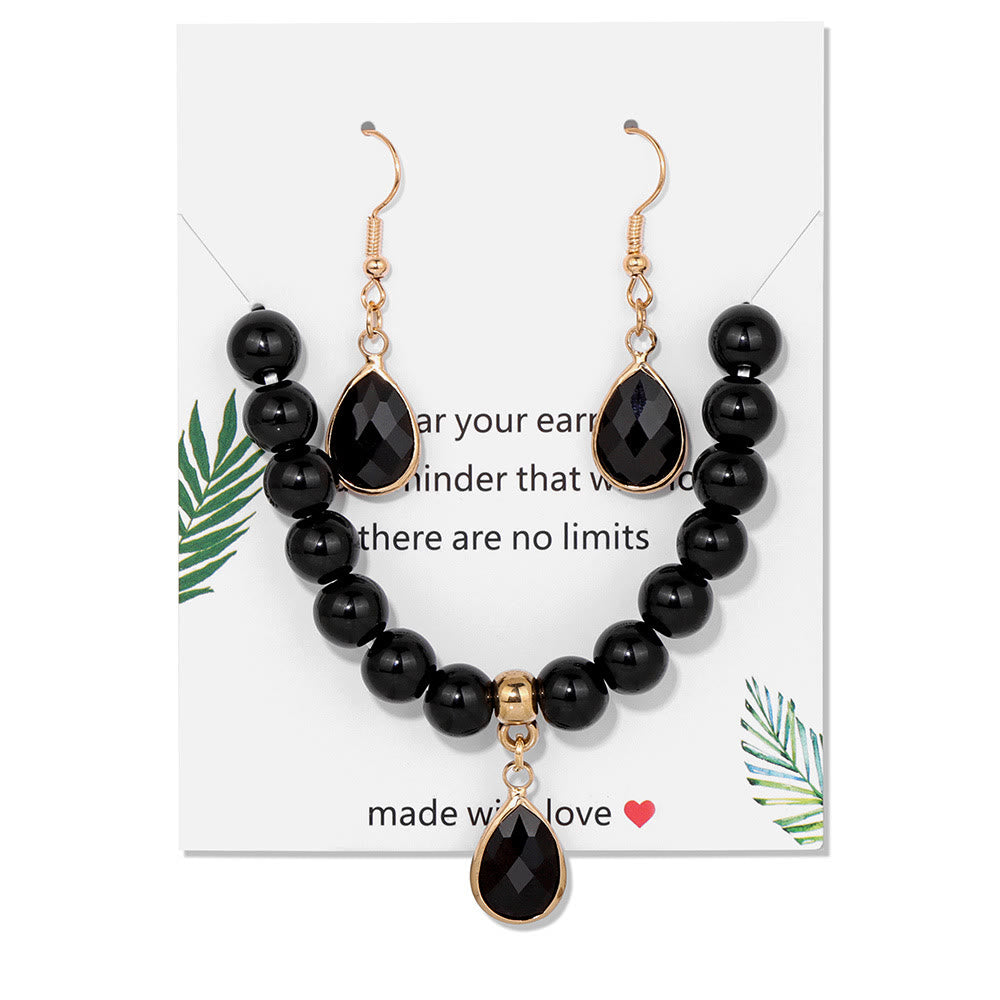 Conjunto de joyería con colgante de gota de cuentas de cristal Olivenorma