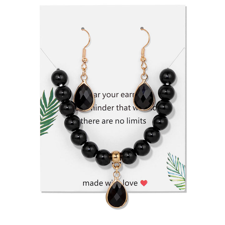 Conjunto de joyería con colgante de gota de cuentas de cristal Olivenorma