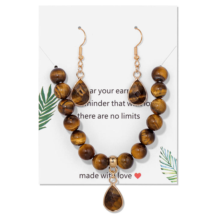 Conjunto de joyería con colgante de gota de cuentas de cristal Olivenorma