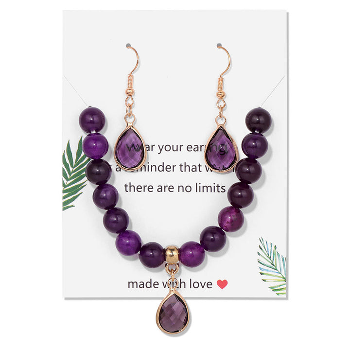 Conjunto de joyería con colgante de gota de cuentas de cristal Olivenorma