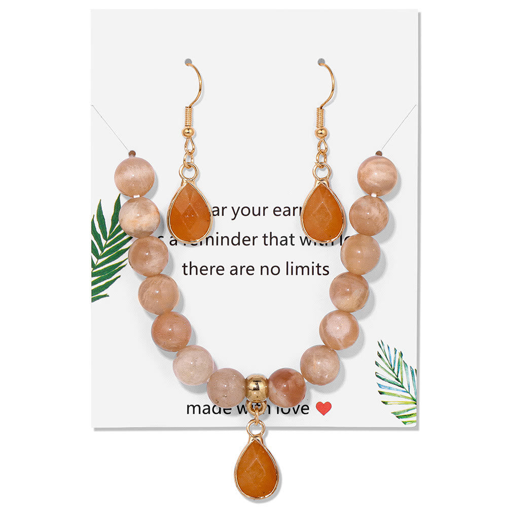 Conjunto de joyería con colgante de gota de cuentas de cristal Olivenorma