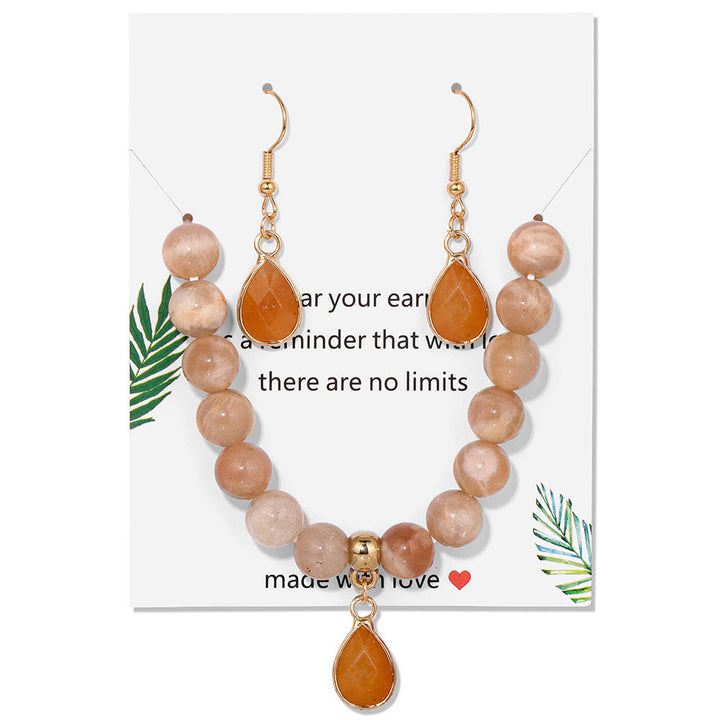 Conjunto de joyería con colgante de gota de cuentas de cristal Olivenorma