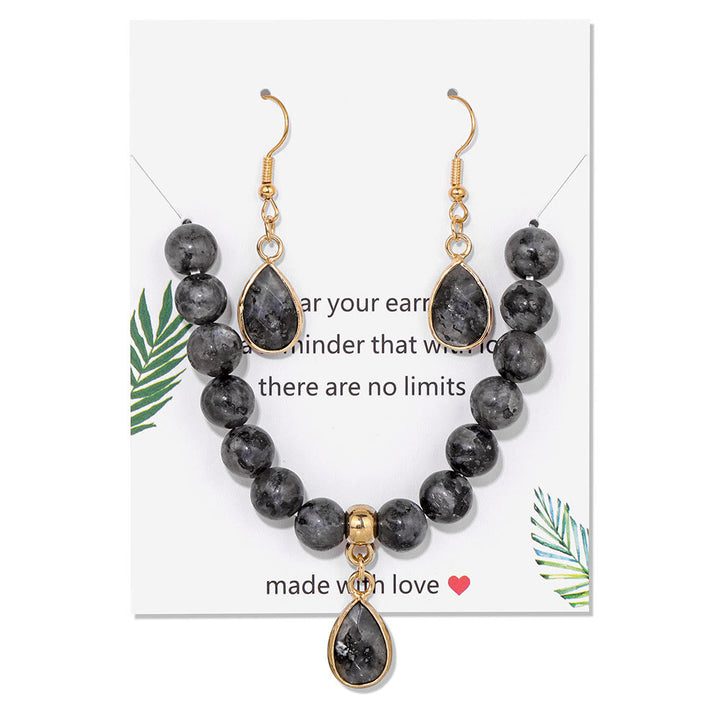 Conjunto de joyería con colgante de gota de cuentas de cristal Olivenorma