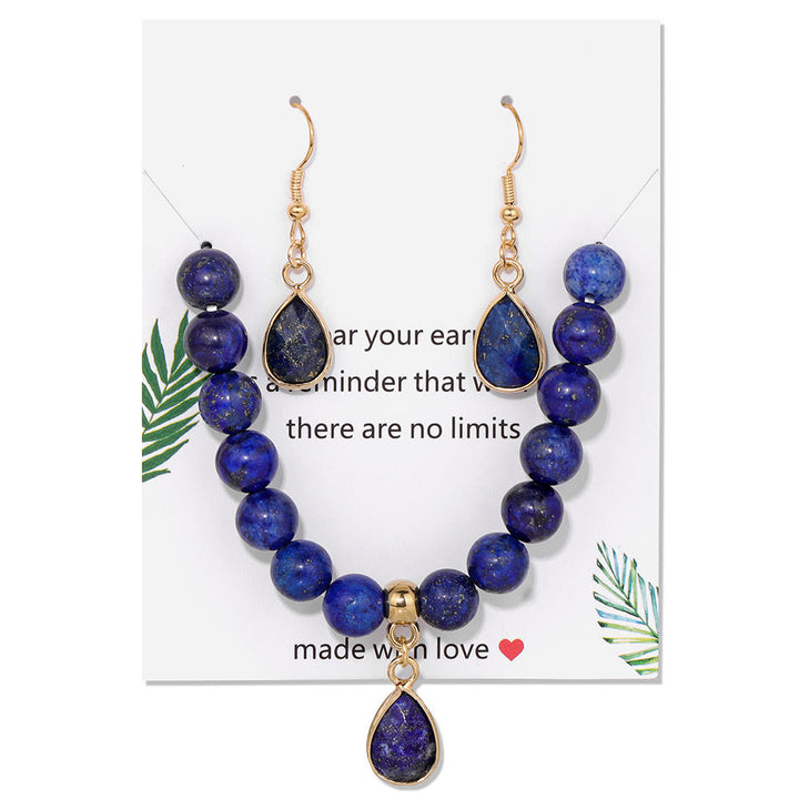 Conjunto de joyería con colgante de gota de cuentas de cristal Olivenorma