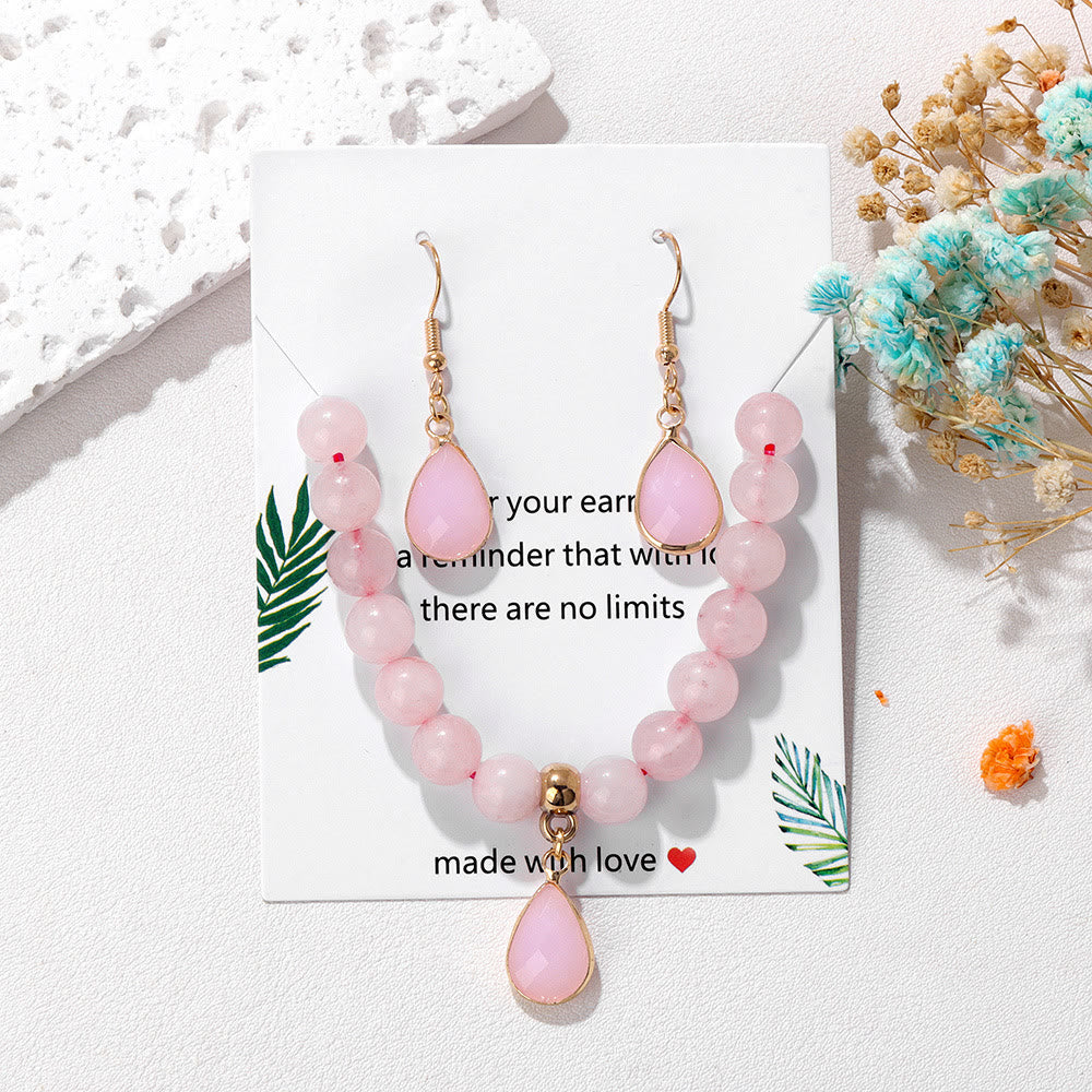 Conjunto de joyería con colgante de gota de cuentas de cristal Olivenorma