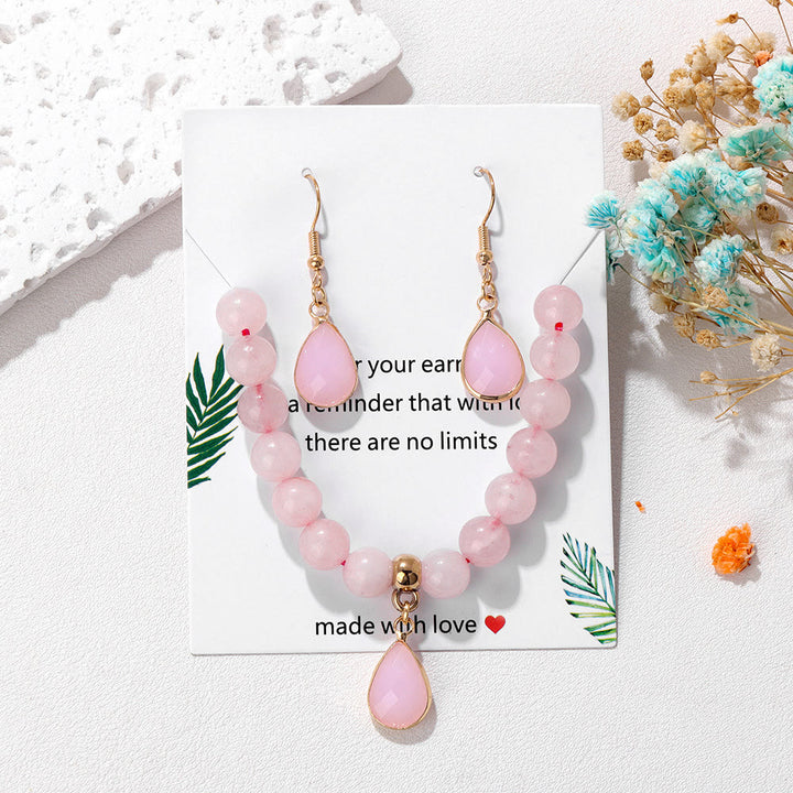 Conjunto de joyería con colgante de gota de cuentas de cristal Olivenorma