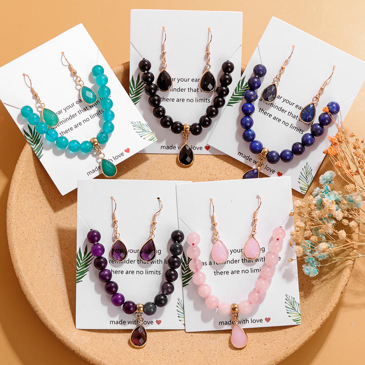 Conjunto de joyería con colgante de gota de cuentas de cristal Olivenorma