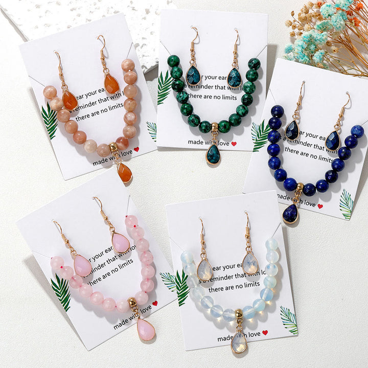 Conjunto de joyería con colgante de gota de cuentas de cristal Olivenorma