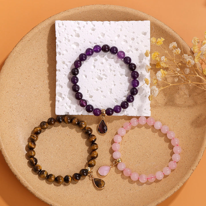 Pulsera Olivenorma de cuentas de cristal irregulares naturales de 8 mm