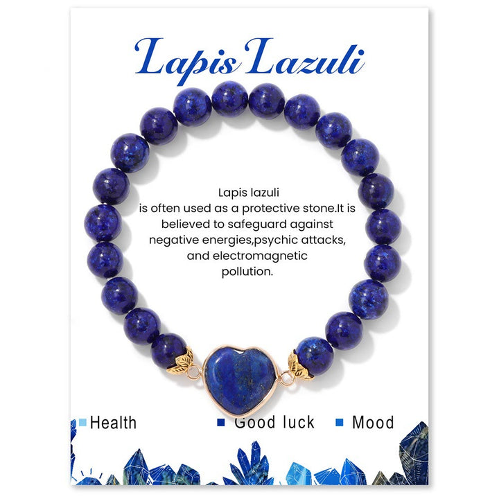 Pulsera Olivenorma con colgante de corazón de cuentas de cristal natural de 8 mm