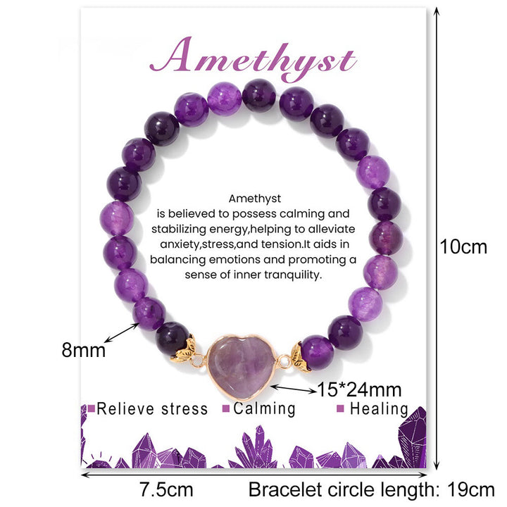 Pulsera Olivenorma con colgante de corazón de cuentas de cristal natural de 8 mm