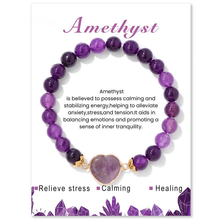 Pulsera Olivenorma con colgante de corazón de cuentas de cristal natural de 8 mm