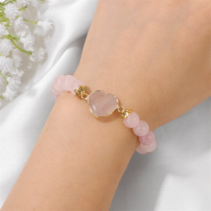Pulsera Olivenorma con colgante de corazón de cuentas de cristal natural de 8 mm